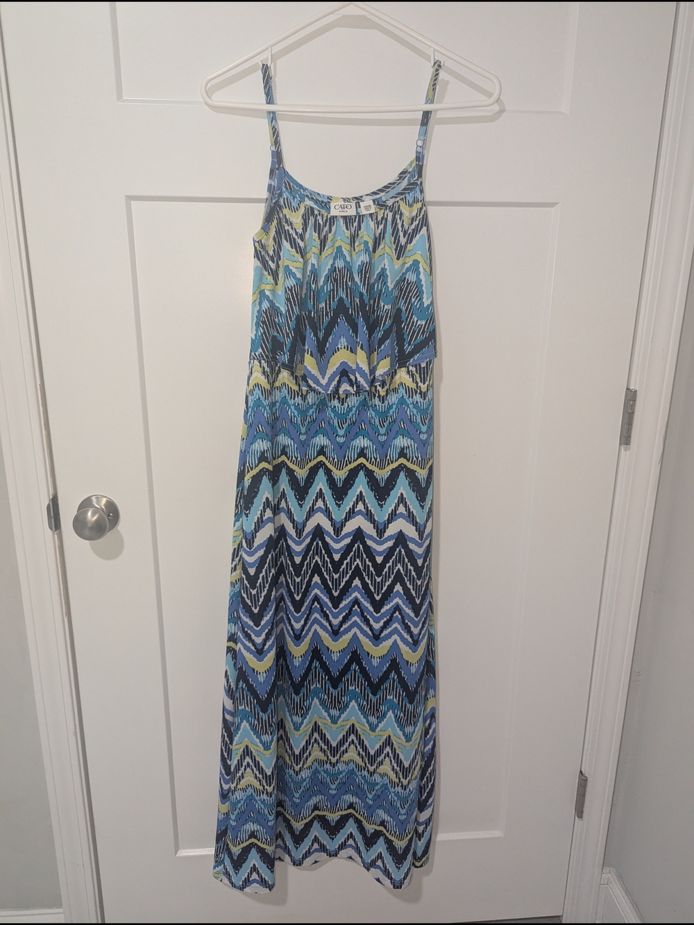 Cato Girls Chevron Print Maxi Dress in Blue, Yellow and Navy
